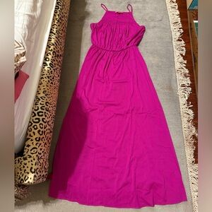 Catherine Malandrino Fuchsia Sleeveless Maxi Dress Side Slit Size 8